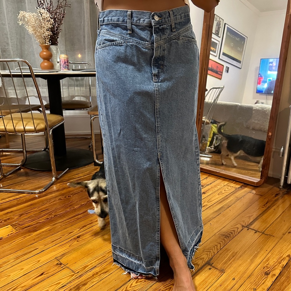 Mango long denim skirt size large